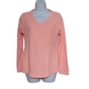 Womens Peach Tek Gear Vneck Fleece Long Sleeve size small